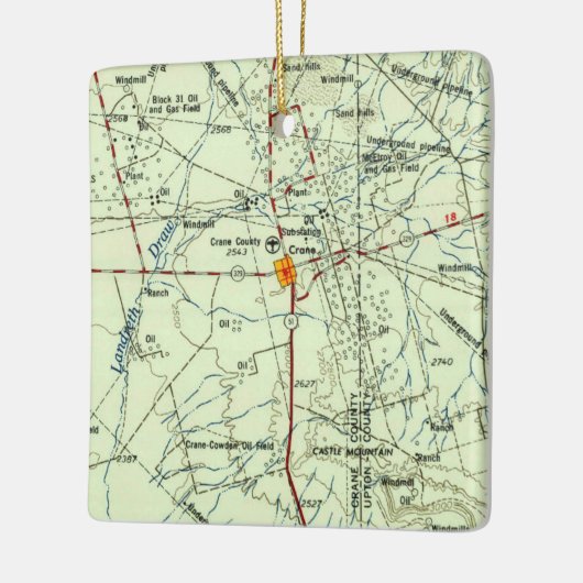Crane TX Topo Map Keramisch Ornament (Links)