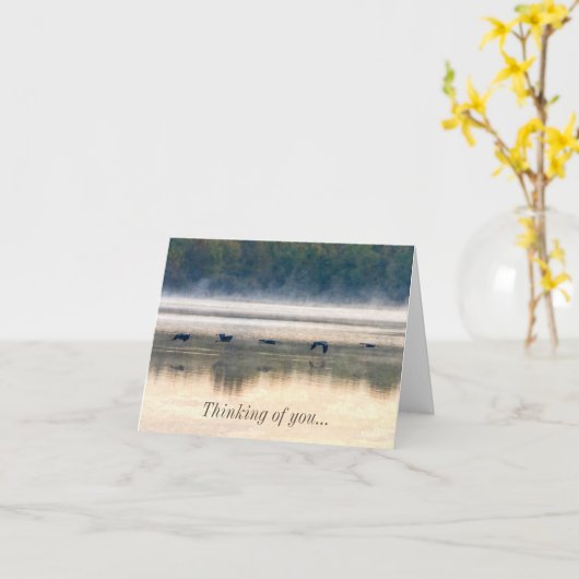 Crane vlucht Painterly Denking You Kaart (Gele Bloem)