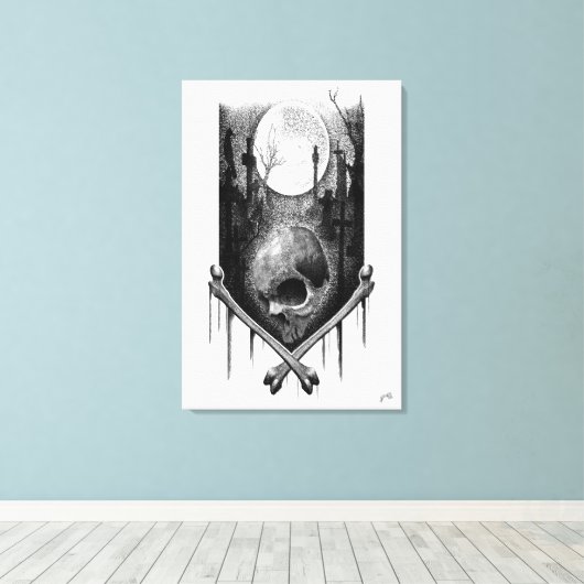 Craneo-nachtlandschap Canvas Afdruk (Insitu (Houten vloer))