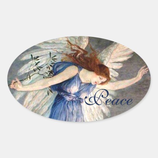 Crane's Angel of Peace Kerstmis Ovale Sticker (Voorkant)