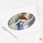 Crane's Angel of Peace Kerstmis Ovale Sticker (Envelop)
