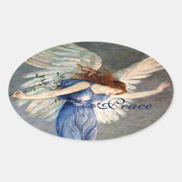 Crane's Angel of Peace Kerstmis Ovale Sticker