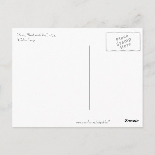 Crane's Art Nouveau Swans Briefkaart (Achterkant)