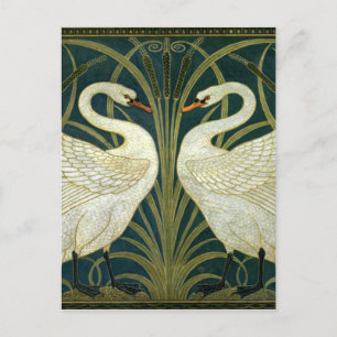 Crane's Art Nouveau Swans Briefkaart