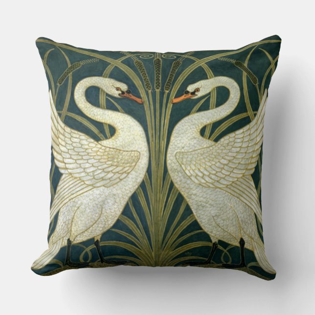 Crane's Art Nouveau Swans Kussen (Voorkant)