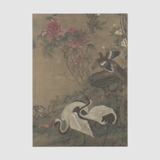 Cranes Birds Peonies van Ma Yuanyu Tissuepapier (Voorkant)