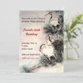 Cranes Birthday Invitation Kaart (Staand voorkant)