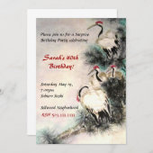 Cranes Birthday Invitation Kaart (Voorkant / Achterkant)