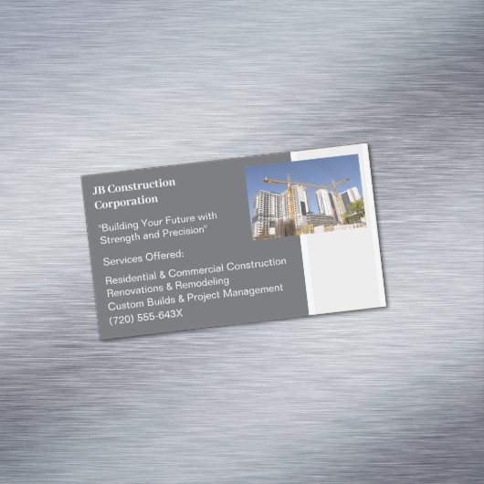 Cranes Gebouwen Aannemer Bouw Magnetisch Visitekaartje (Voorbeeld)