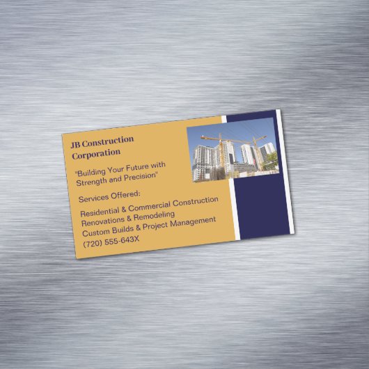 Cranes Gebouwen Aannemer Bouw Magnetisch Visitekaartje (Voorbeeld)