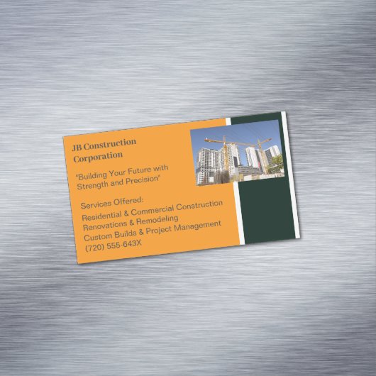 Cranes Gebouwen Aannemer Bouw Magnetisch Visitekaartje (Voorbeeld)