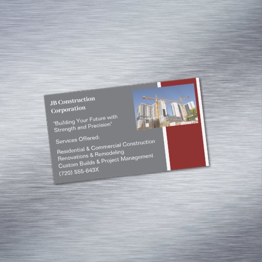 Cranes Gebouwen Aannemer Bouw Magnetisch Visitekaartje (Voorbeeld)