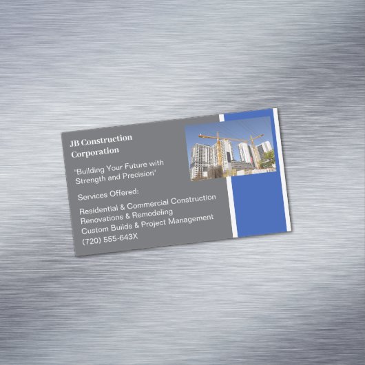 Cranes Gebouwen Aannemer Bouw Magnetisch Visitekaartje (Voorbeeld)