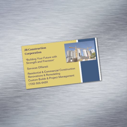 Cranes Gebouwen Aannemer Bouw Magnetisch Visitekaartje (Voorbeeld)