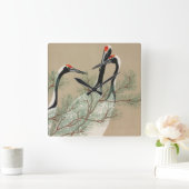 Cranes Kamisaka Sekka japan schilderkunst canvas c Vierkante Klok (Huis)