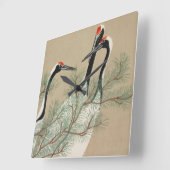 Cranes Kamisaka Sekka japan schilderkunst canvas c Vierkante Klok (Hoek)