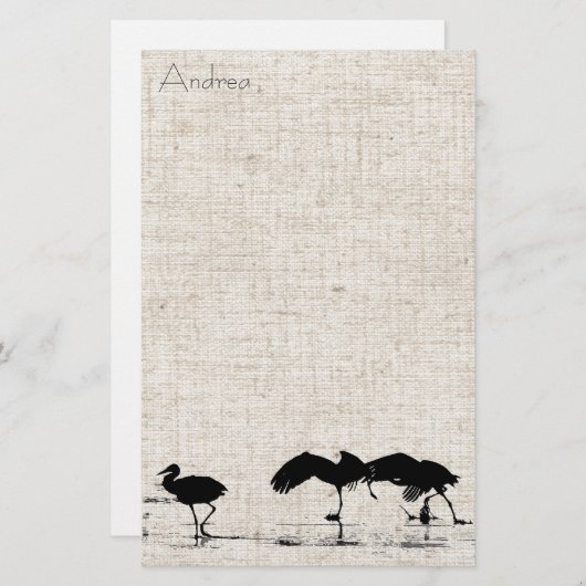 Cranes Linen Stationery Briefpapier (Voorkant / Achterkant)