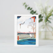 Cranes Minowa Kanasugi Mikawashima Hiroshige Fine Briefkaart (Staand voorkant)