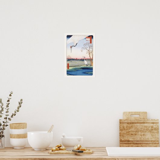 Cranes Minowa Kanasugi Mikawashima Hiroshige Fine Poster (Keuken)