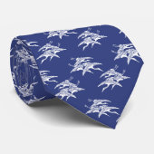 Cranes Patroon Blauwe Stropdassen (Opgerold)
