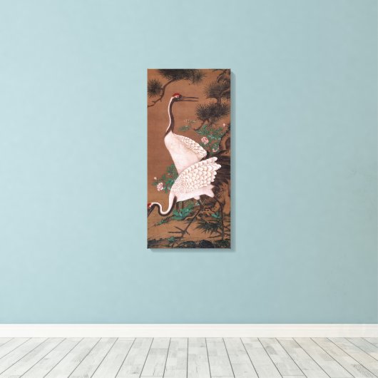 Cranes, Watanabe Shuseki Canvas Afdruk (Insitu (Houten vloer))
