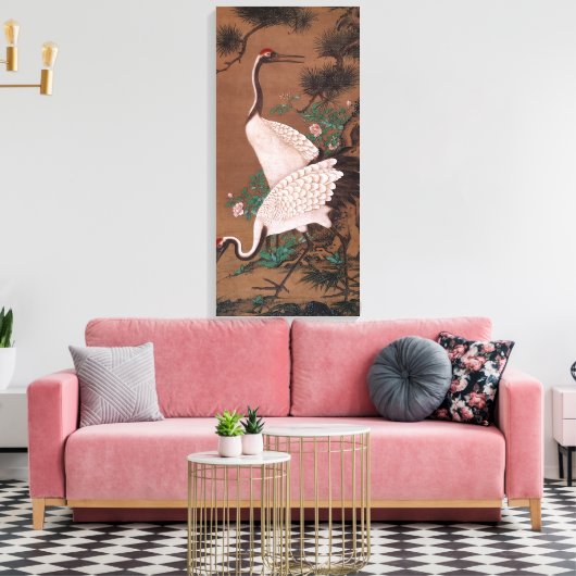 Cranes, Watanabe Shuseki Canvas Afdruk (Insitu (Woonkamer))