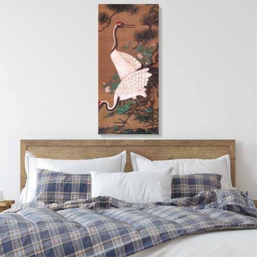 Cranes, Watanabe Shuseki Canvas Afdruk (Insitu (Slaapkamer))