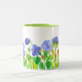 Cranesbill Paarse Waterverf Wildflowers Tweekleurige Koffiemok (Center)