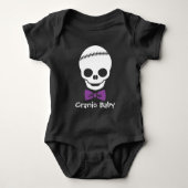 Cranio Baby Boy Skull met Paarse Bowtie Romper (Voorkant)