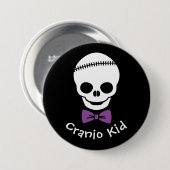 Cranio Kind Boy Skull met Paarse Bowtie Ronde Button 7,6 Cm (Voorkant /achterkant)