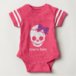 Cranio Kind meisje schedel met Paarse boog Romper