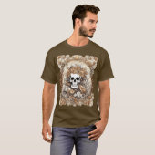 Cranium en Herfst Rozen Art Nouveau Design T-shirt (Voorkant volledig)