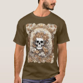 Cranium en Herfst Rozen Art Nouveau Design T-shirt (Voorkant)