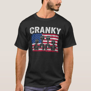 Cranky auto motor krukas Amerikaanse vlag mechanic T-shirt