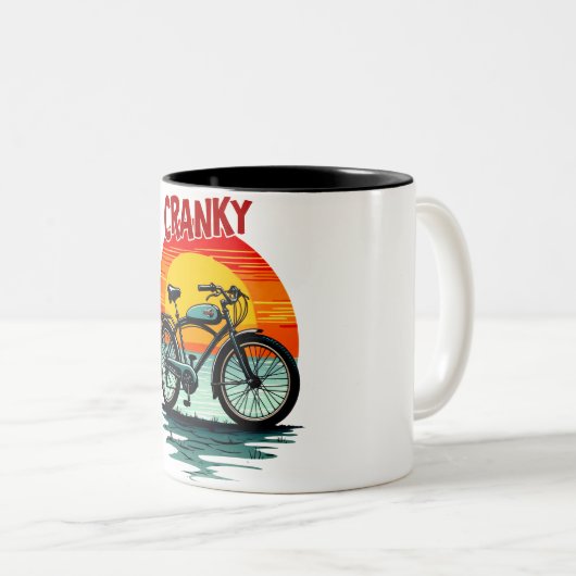 Cranky Biker T-shirt:  zonsondergang en tijdloze f Tweekleurige Koffiemok (Voorkant rechts)