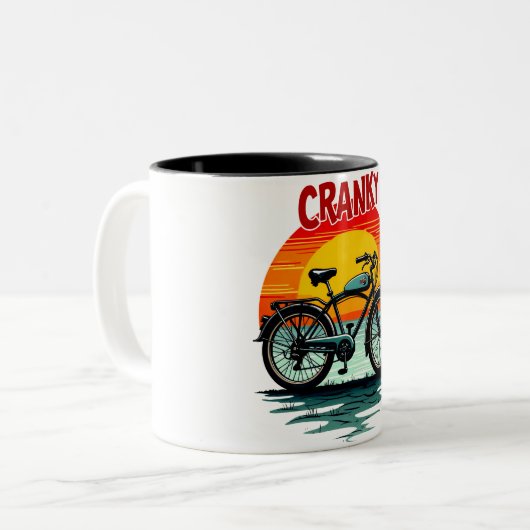 Cranky Biker T-shirt:  zonsondergang en tijdloze f Tweekleurige Koffiemok (Voorkant links)