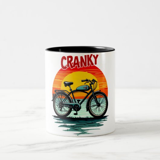 Cranky Biker T-shirt:  zonsondergang en tijdloze f Tweekleurige Koffiemok (Center)