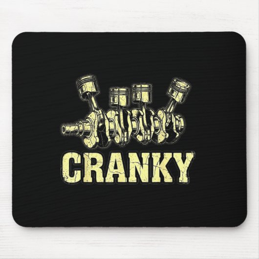 Cranky Car Engine Crankshaft Fathers Day Dad Men H Muismat (Voorkant)