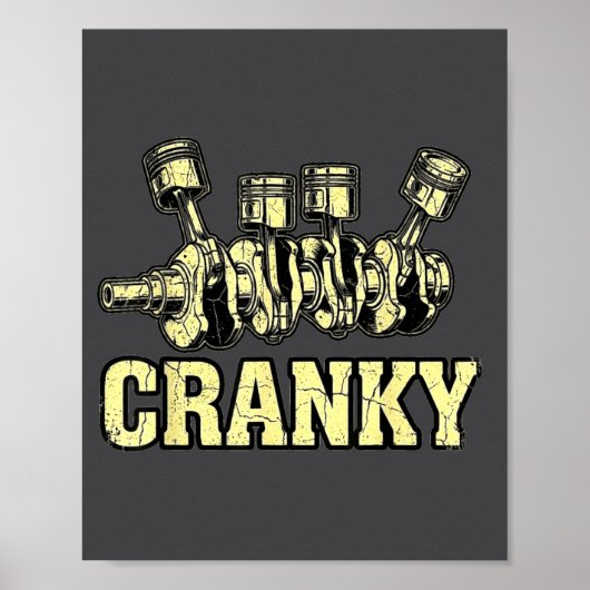 Cranky Car Engine Crankshaft Fathers Day Dad Men H Poster (Voorkant)