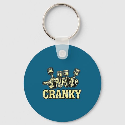 Cranky Car Engine Crankshaft Fathers Day Dad Men H Sleutelhanger (Voorkant)