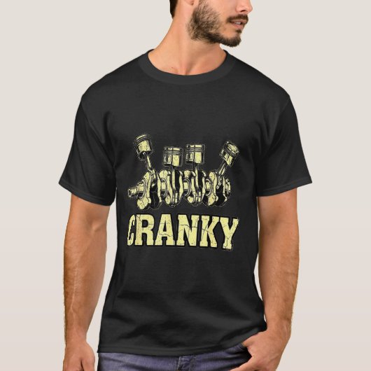 Cranky Car Engine Crankshaft Fathers Day Dad Men H T-shirt (Voorkant)