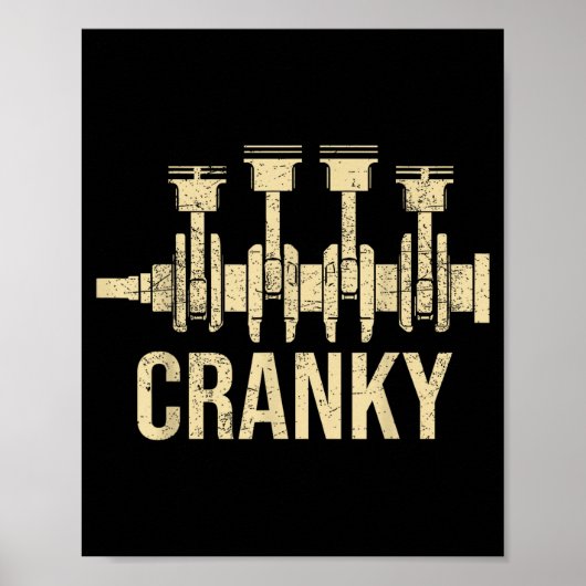 Cranky Car Engine Crankshaft Lover Mechanics Fathe Poster (Voorkant)