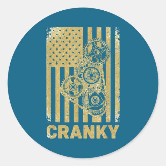 Cranky Car Engine Crankshaft Lover Mechanics Fathe Ronde Sticker (Voorkant)