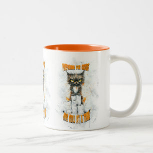 Cranky Cat hamsteren voor een crisis Tweekleurige Koffiemok