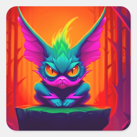 Cranky Creature Vierkante Sticker (Voorkant)