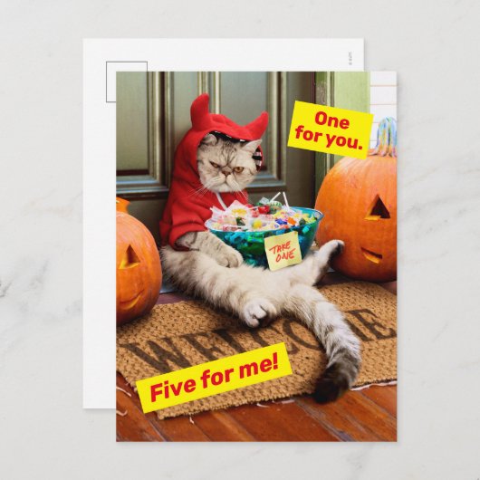 Cranky Devil Cat Uitnodiging Briefkaart (Voorkant / Achterkant)