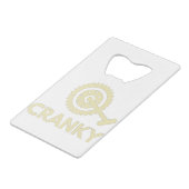 Cranky / fiets / cyclist creditkaart flessenopener (Achterkant Gekanteld)