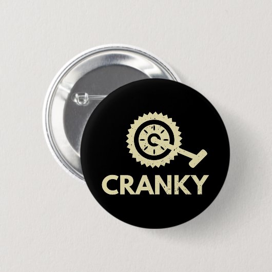 Cranky / fiets / cyclist ronde button 5,7 cm (Voorkant /achterkant)