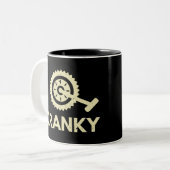 Cranky / fiets / cyclist tweekleurige koffiemok (Voorkant links)
