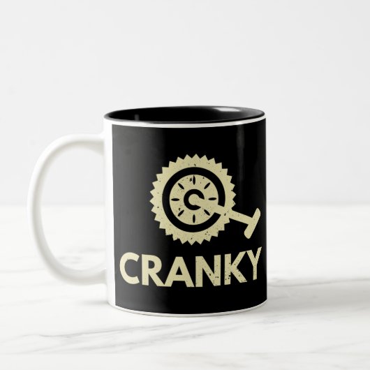 Cranky / fiets / cyclist tweekleurige koffiemok (Links)